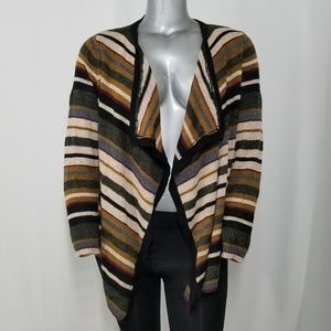 Avenue Cardigan Sweater Drape Front Striped Knit Multicolor Harvest Fall 14/16
